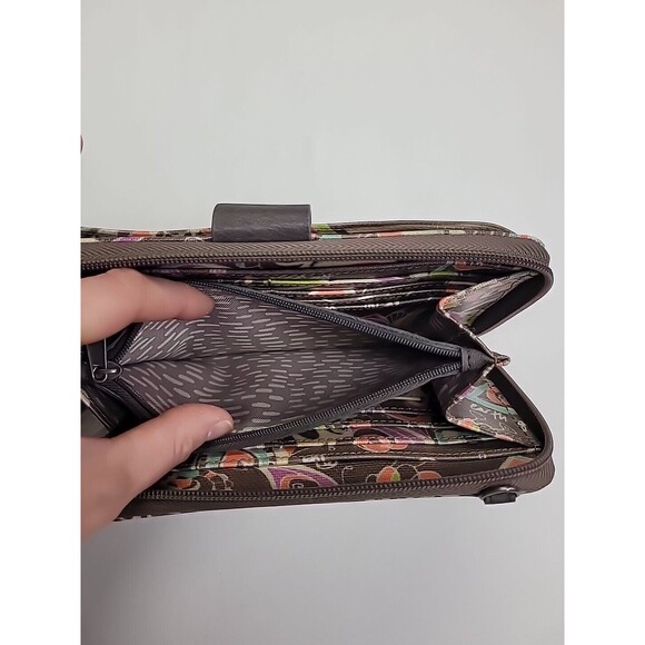 Sakroots Multicolor Wristlet Wallet  Women Removable Strap Brown Heart Whimsical - Picture 4 of 12